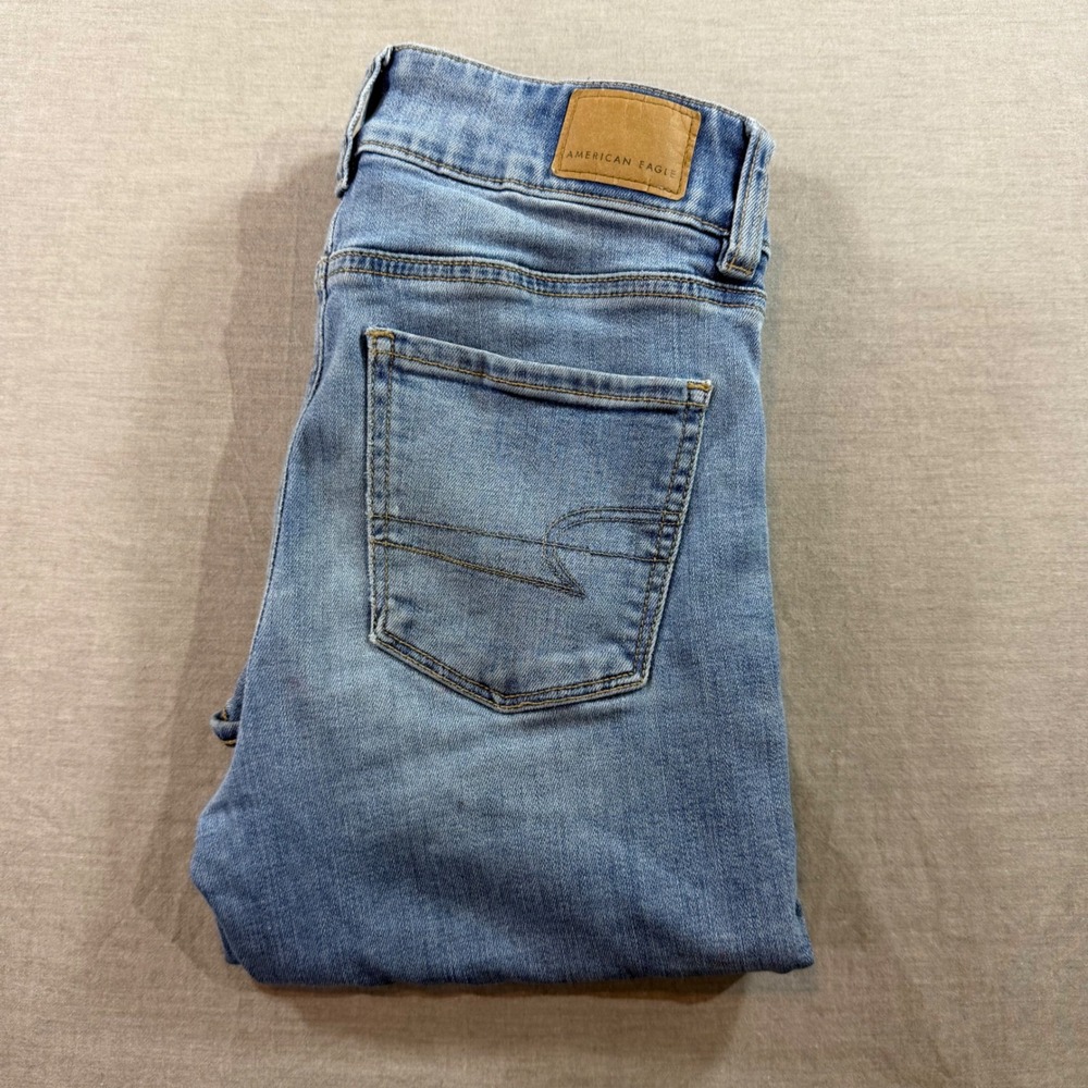 American Eagle Artist Flare Jeans Womens 0 Short Blue Excellent Hi-Rise Stretch